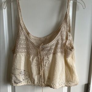 Magnolia Pearl OOAK Beige Lace Crop Top